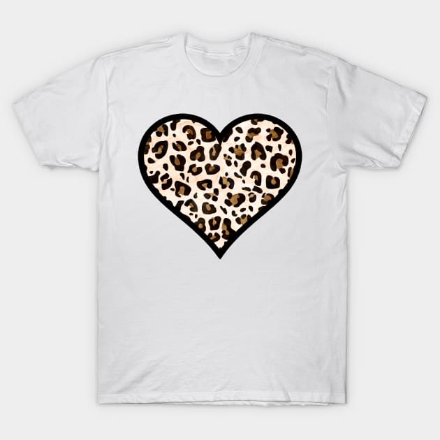 Leopard Print Heart T-Shirt by bumblefuzzies